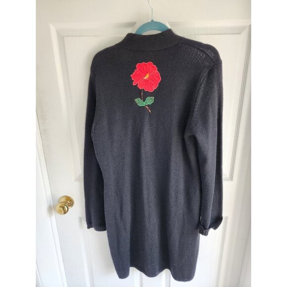 Vintage Jane Seymour Signatures 100% wool Embroidered Applique Coatigan Rare L - Picture 2 of 7